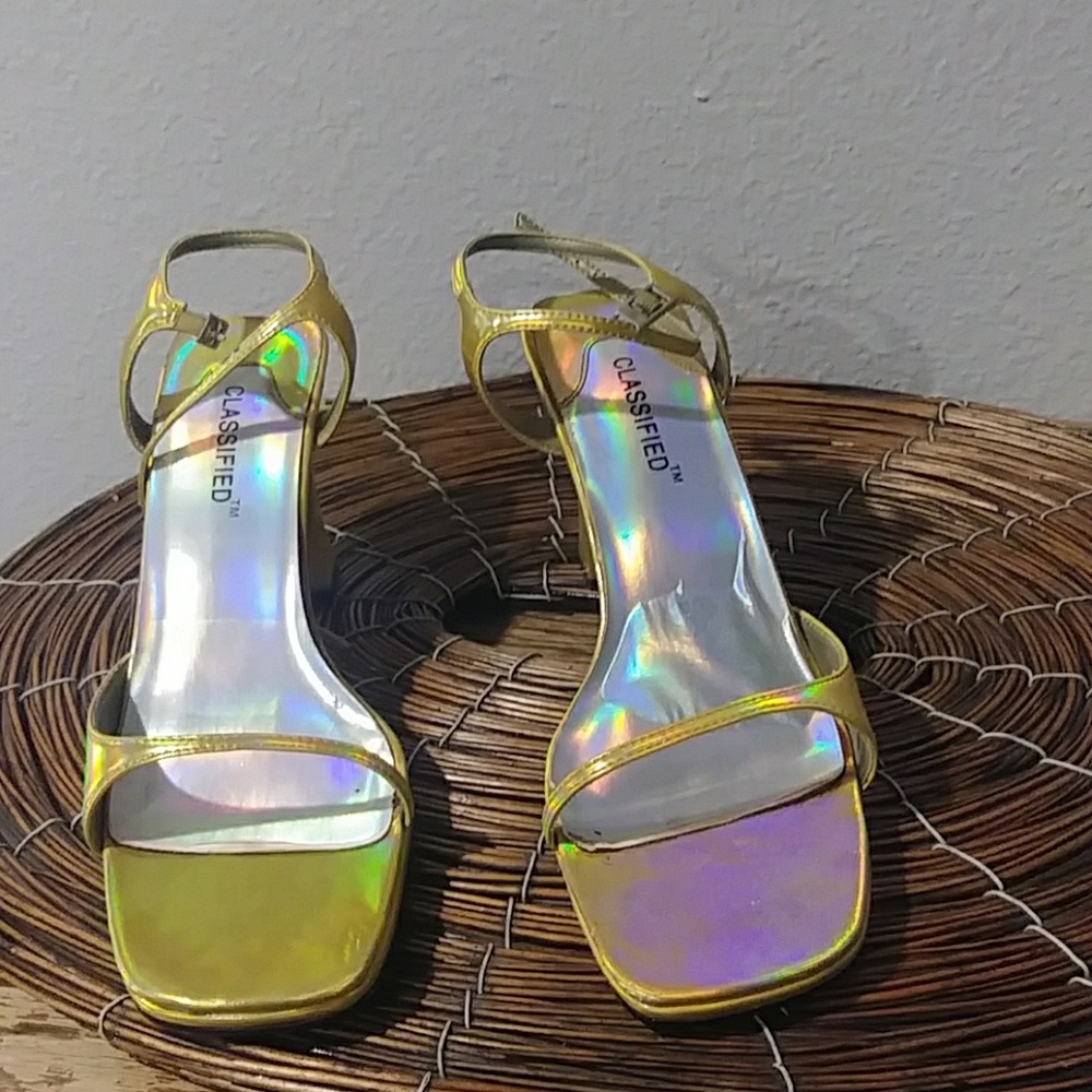 Gold strappy heels